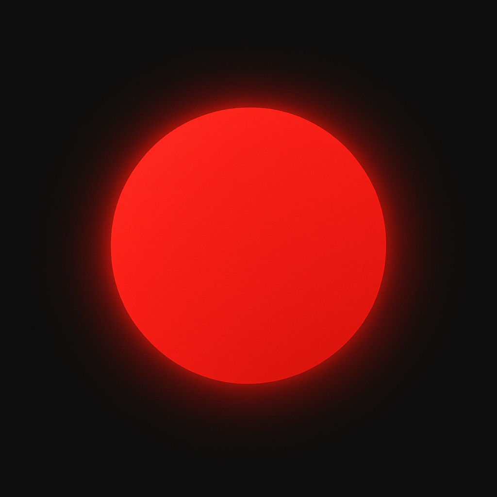 Glowing red orb artwork for Dots on a black background