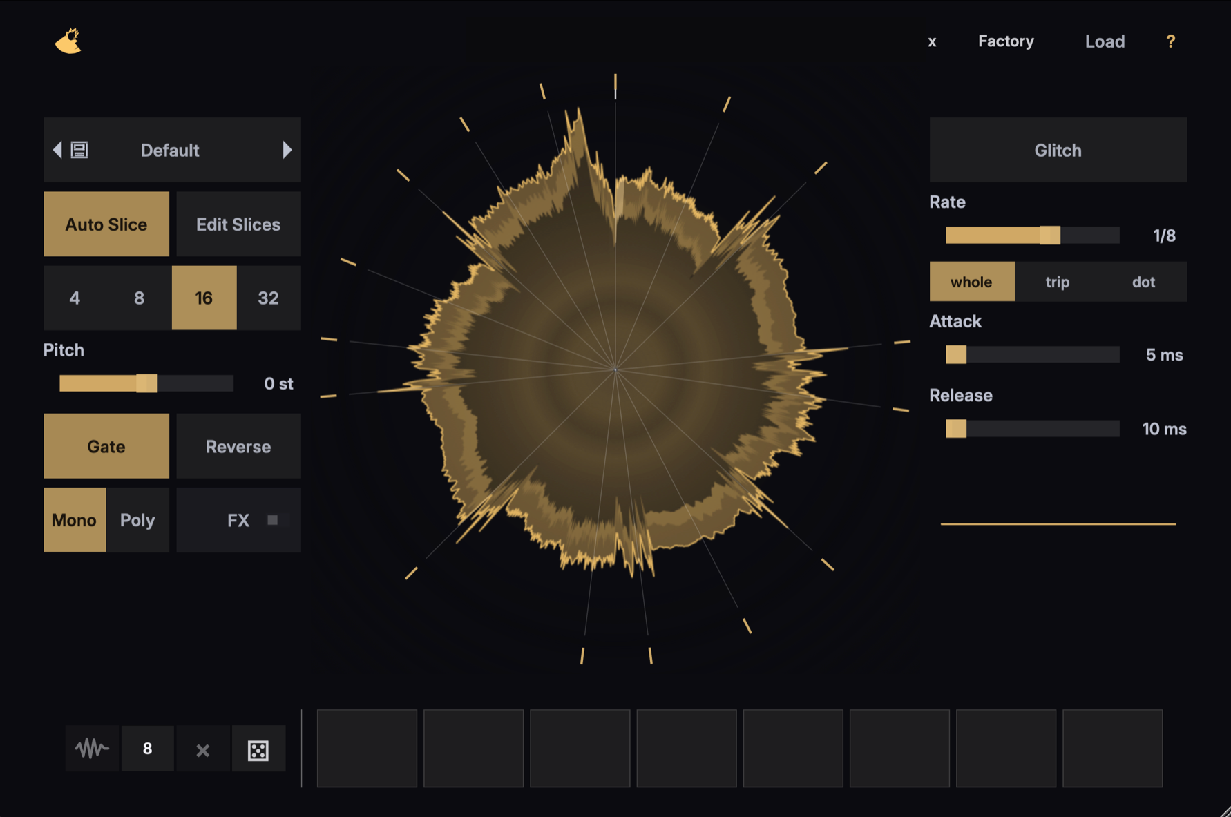 Sampleman plug-in interface with a circular waveform loaded